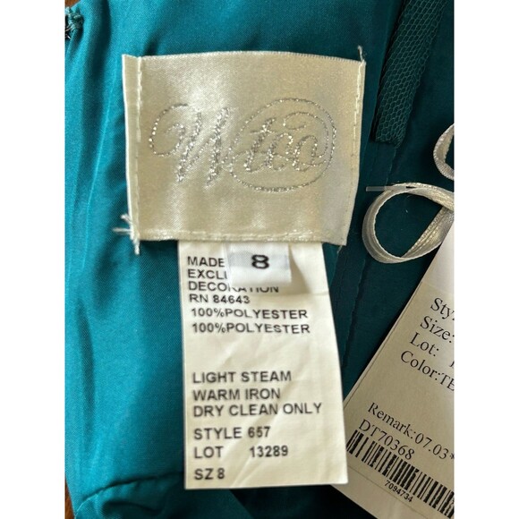 WTOO NWT Teal‎ Ruched Dress With Matching Scarf/Wrap Sz 8 - Picture 7 of 8